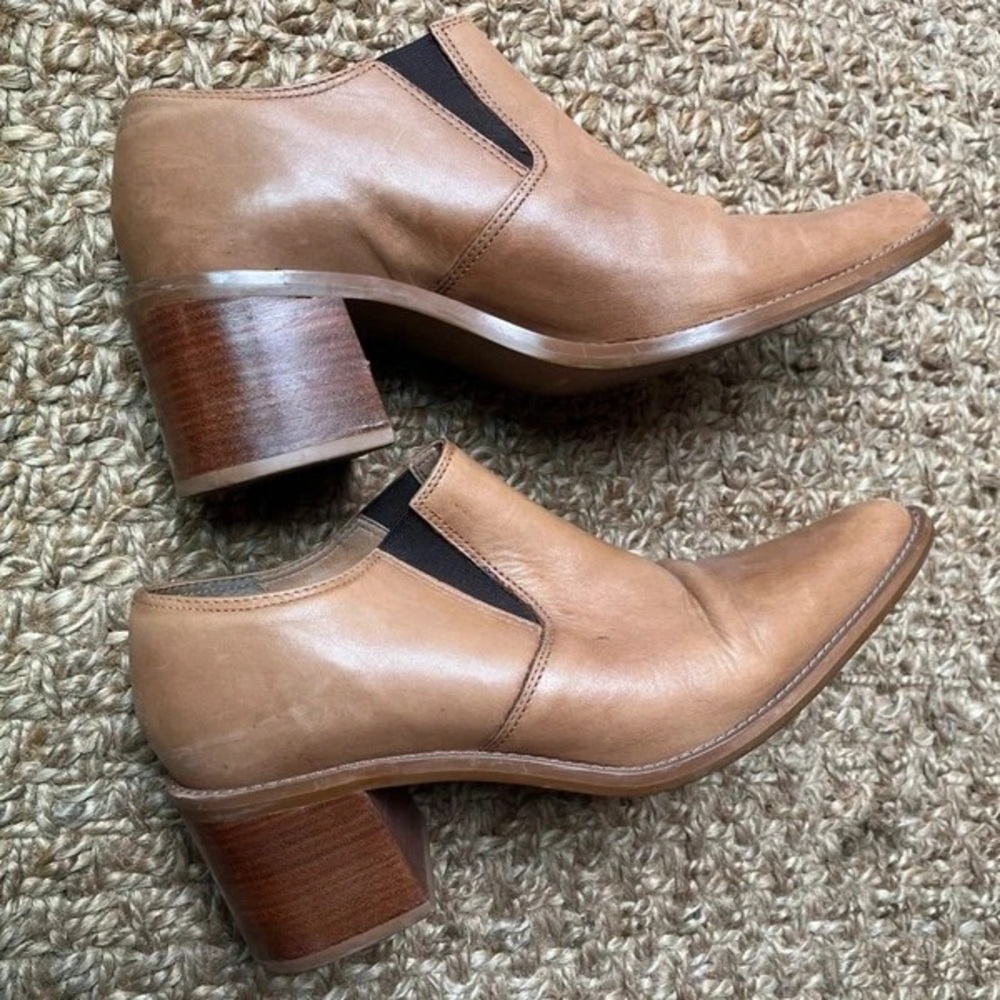 Candie's Tan Pointed Leather Slip-On Loafers - Picture 2 of 5
